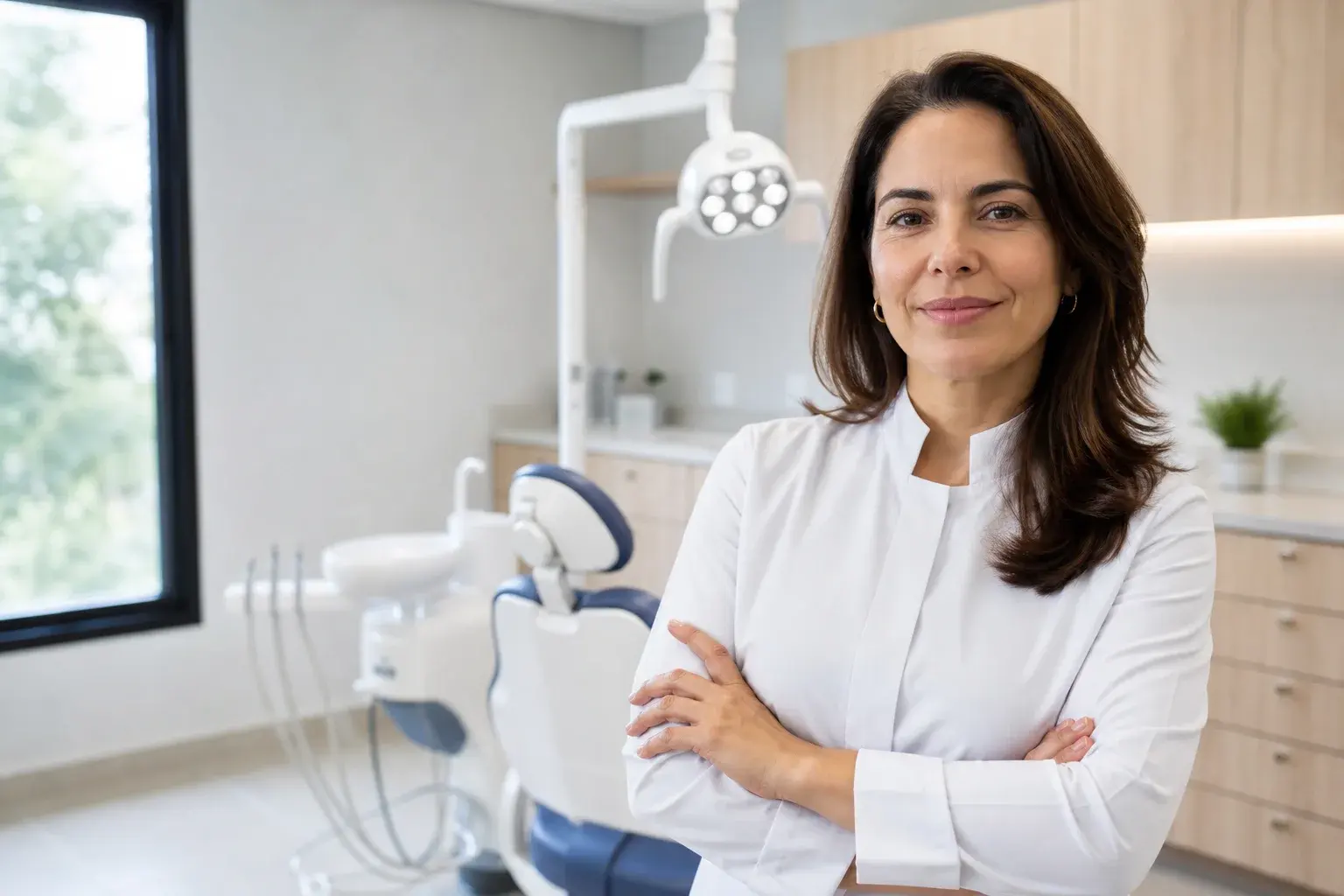Dentista em uma clínica odontológica contemporânea